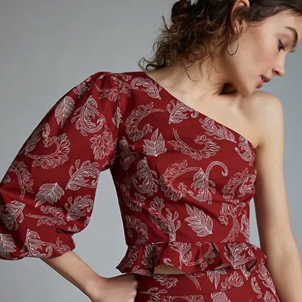 Anthropologie x Mare Mare Teresita Elegant One-Shoulder Top Blouse Size M NWT